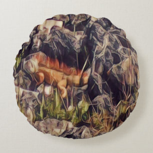 Orange Guana Art Round Cushion