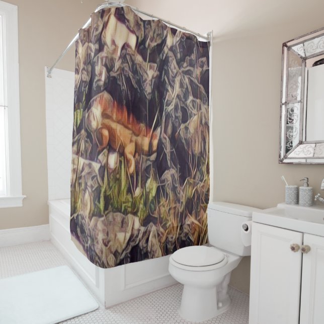 Orange Guana Art Shower Curtain (In Situ)
