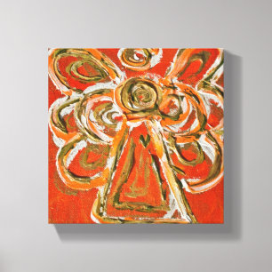 Orange Guardian Angel Art Wrapped Canvas Painting