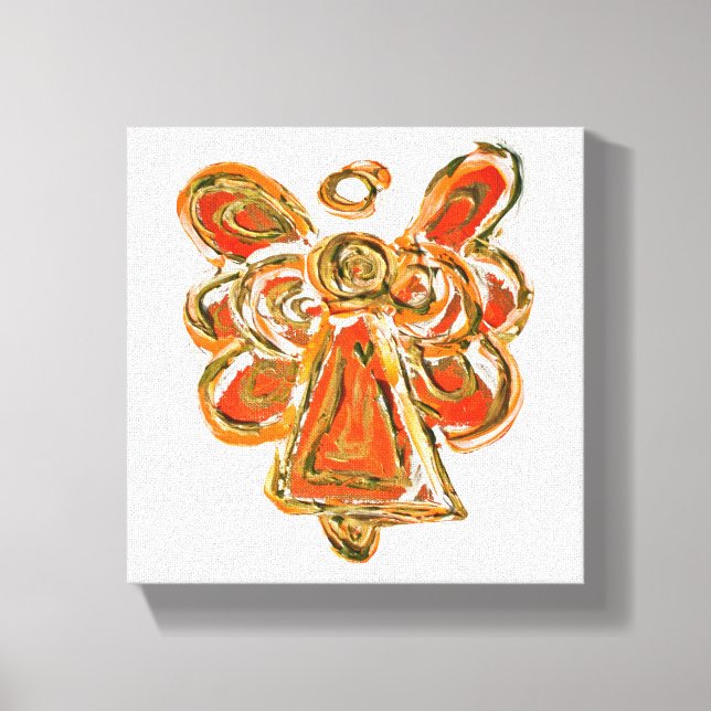 Orange Guardian Angel Art Wrapped Canvas Painting (Front)