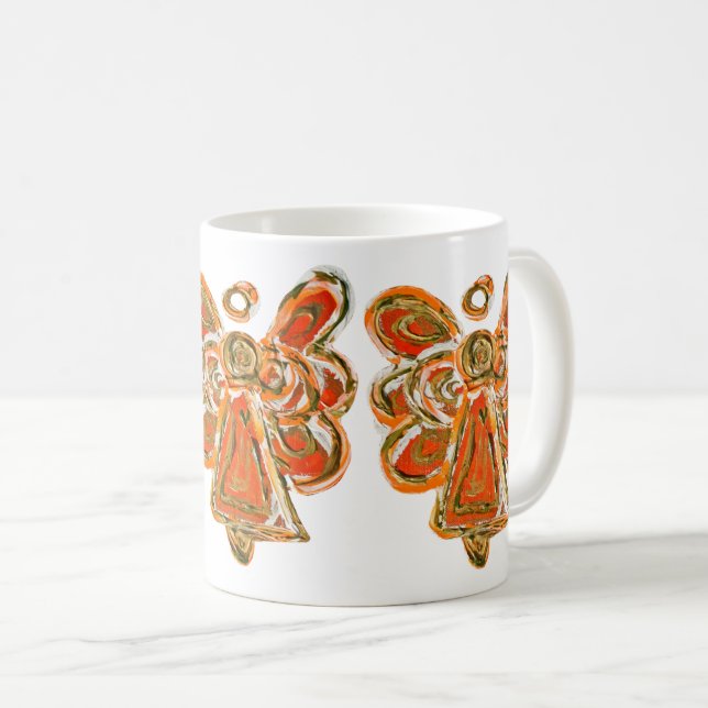 Orange Guardian Angel Custom Coffee Mug Cup (Front Right)