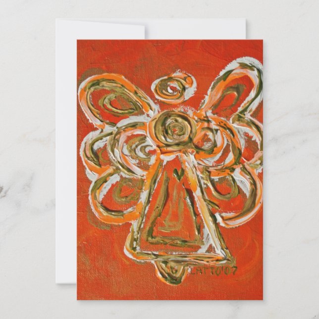 Orange Guardian Angel Custom Invite or Invitation (Front)