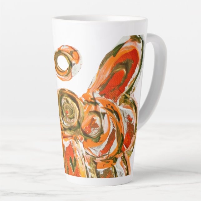 Orange Guardian Angel Custom Latte Coffee Mug Cup (Right Angle)
