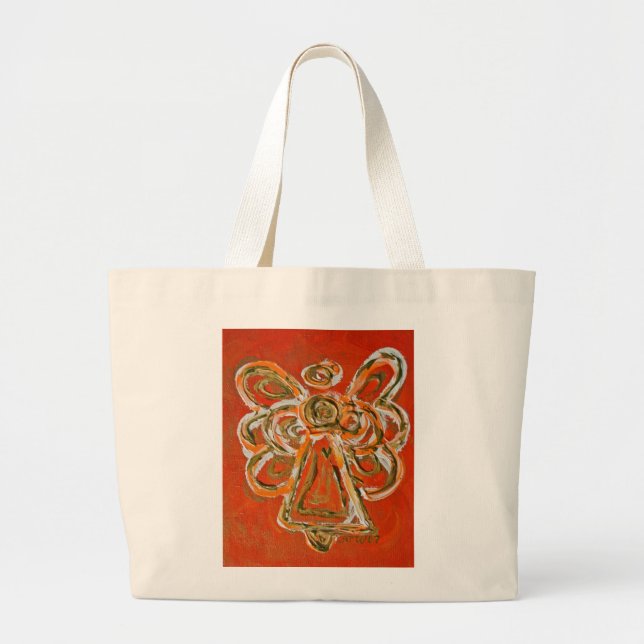 Orange Guardian Angel Tote Bags (Front)