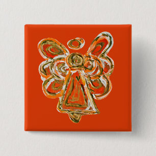 Orange Guardian Holiday Angel Custom Pin Buttons