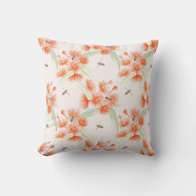 Orange gum tree Corymbia ficifolia floral pillow (Front)