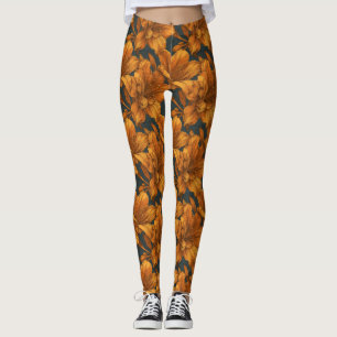 Orange Gym Wear Amaryllis Petal Gifts For Sister Leggings