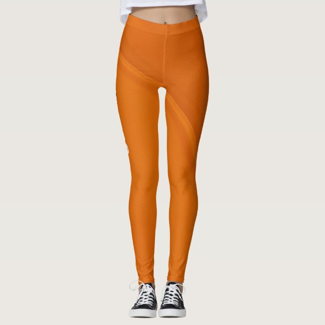 Orange Gym Yoga Workout Leggings (Front)