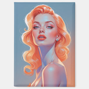 Orange Hair Pin-Up Portrait Magnet
