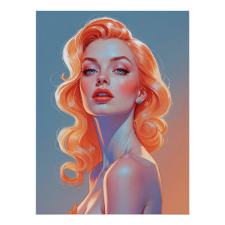Orange Hair Pin-Up Portrait Poster