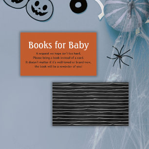 Orange Halloween Baby Shower Books For Baby Enclosure Card
