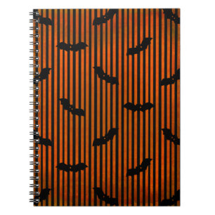 Orange Halloween Bats Spiral Notebook
