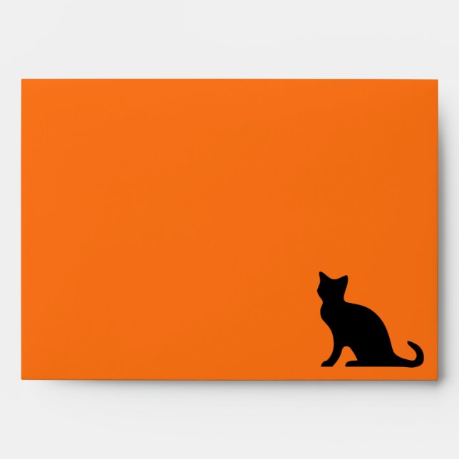 Orange Halloween envelopes with black cat (Front)