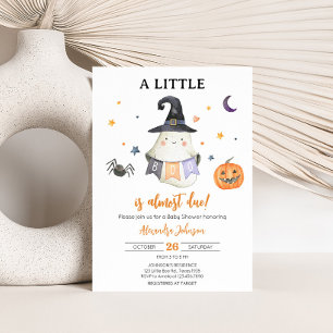 Orange Halloween Ghost Little Boo Baby Shower Invitation