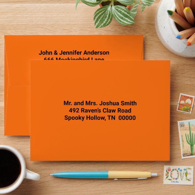 Orange Halloween Invitation Envelope (Desk)