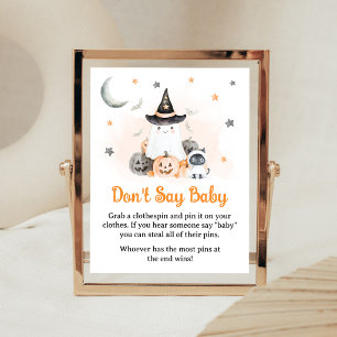 Orange Halloween Little Boo Don't Say Baby Sign