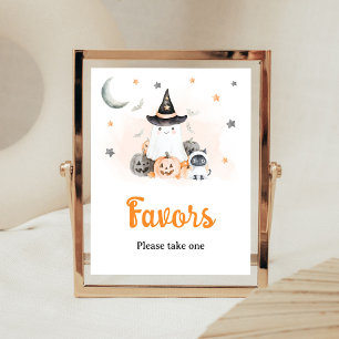 Orange Halloween Little Boo Favours Sign