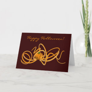 Orange Halloween Octopus Card