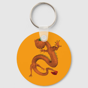 Orange Halloween Pumpkin Dragon Key Ring