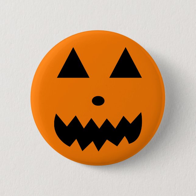 Orange Halloween Pumpkin Face 6 Cm Round Badge (Front)