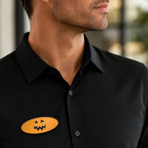 Orange Halloween pumpkin head carving custom Name Tag
