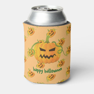 Orange Halloween Pumpkin Seamless Pattern Can Cooler
