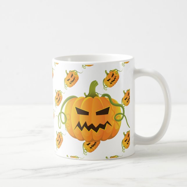 Orange Halloween Pumpkin Seamless Pattern Coffee Mug (Right)