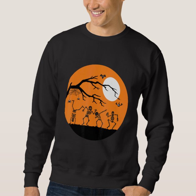 Orange Halloween Related With Dancing Skeletons Sweatshirt (Front)