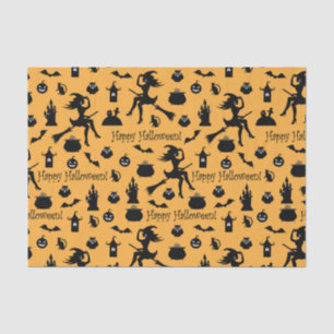 Orange Halloween Silhouettes Tissue Paper