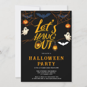 Orange Halloween Spider Hangout Script Party  Invitation