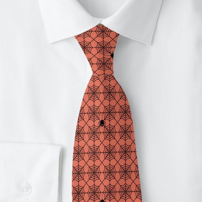 Orange Halloween Spider Web Tie (Creator Uploaded)