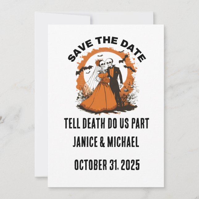 Orange Halloween Wedding Save the Date (Front)