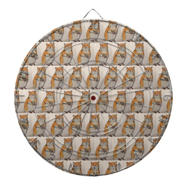 Orange Hamster Patterned Dartboard (Front)