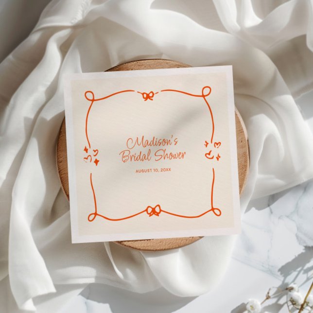 Orange Hand Drawn Frame Bridal Shower  Napkin (Creator Uploaded)
