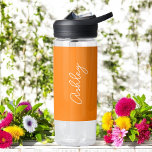 Orange Handwritten Text Elegant  Water Bottle<br><div class="desc">Orange Elegant Water Bottle with option to add name with beautiful calligraphy text.  More products with this design are in the collection below.</div>