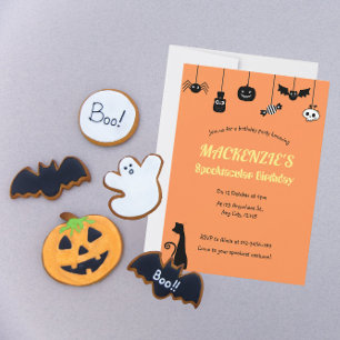 Orange Hanging Halloween Spooktacular Birthday Invitation