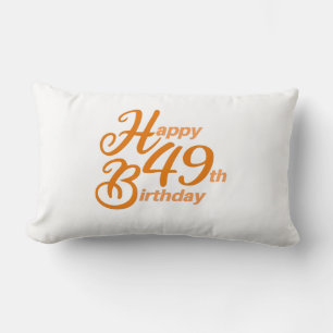 Orange Happy 49th Birthday cursive text Lumbar Cushion
