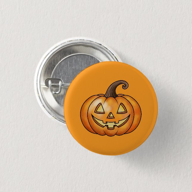 Orange Happy Cartoon Pumpkin Halloween 3 Cm Round Badge (Front & Back)