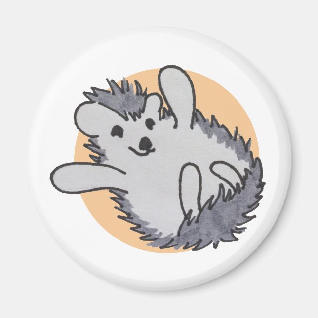 Orange Happy Cute Hedgehog Magnet (Front)