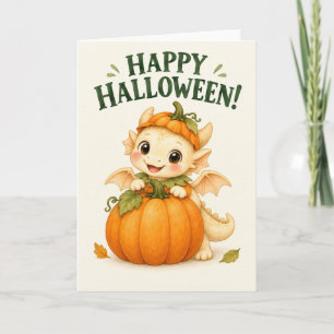 Orange Happy Halloween Pumpkin Baby Dragon Card