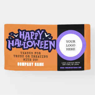 Orange Happy Halloween QR Business Banner
