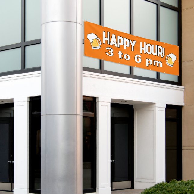 Orange Happy Hour Banner (Outside Building)