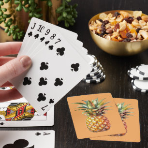 Orange Happy Tropical Pineapple Playing Cards