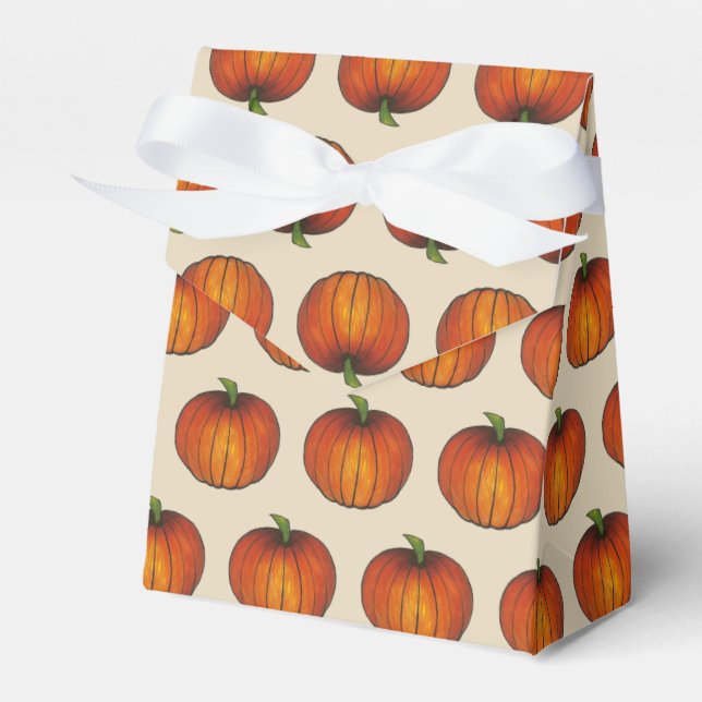 Orange Harvest Pumpkin Halloween Thanksgiving Fall Favour Box (Front Side)