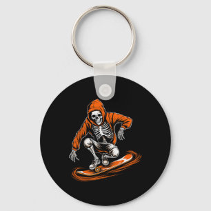 Orange Hat Skater With Skateboard Halloween Costum Key Ring
