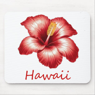 Orange hawaii hibiscus mouse pad