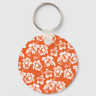 Orange Hawaiian Hibiscus Key Ring