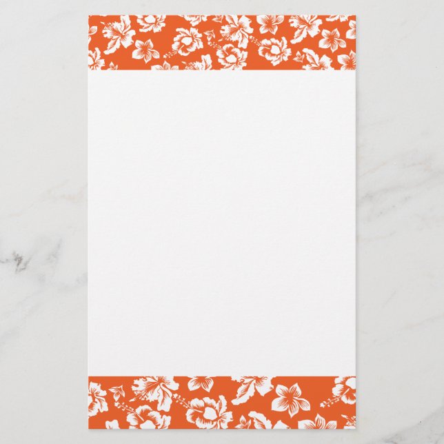 Orange Hawaiian Hibiscus Stationery (Front)