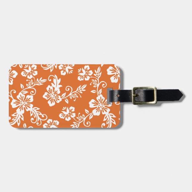 Orange Hawaiian Print Luggage Tag (Front Horizontal)
