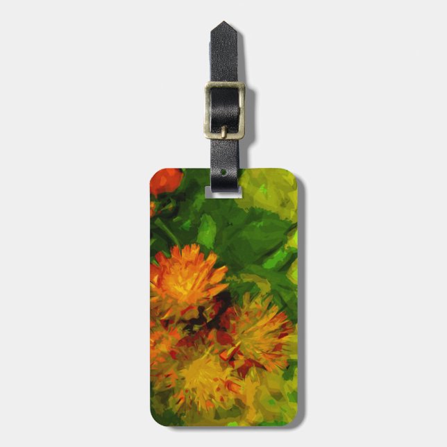 Orange Hawkweed Blossoms Abstract Impressionism Luggage Tag (Front Vertical)